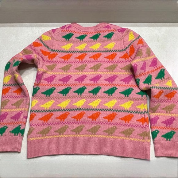 Boden Edie Fair Isle Sweater Pink Colorful Bird Animal Print Crew Neck Jumper - Picture 3 of 15